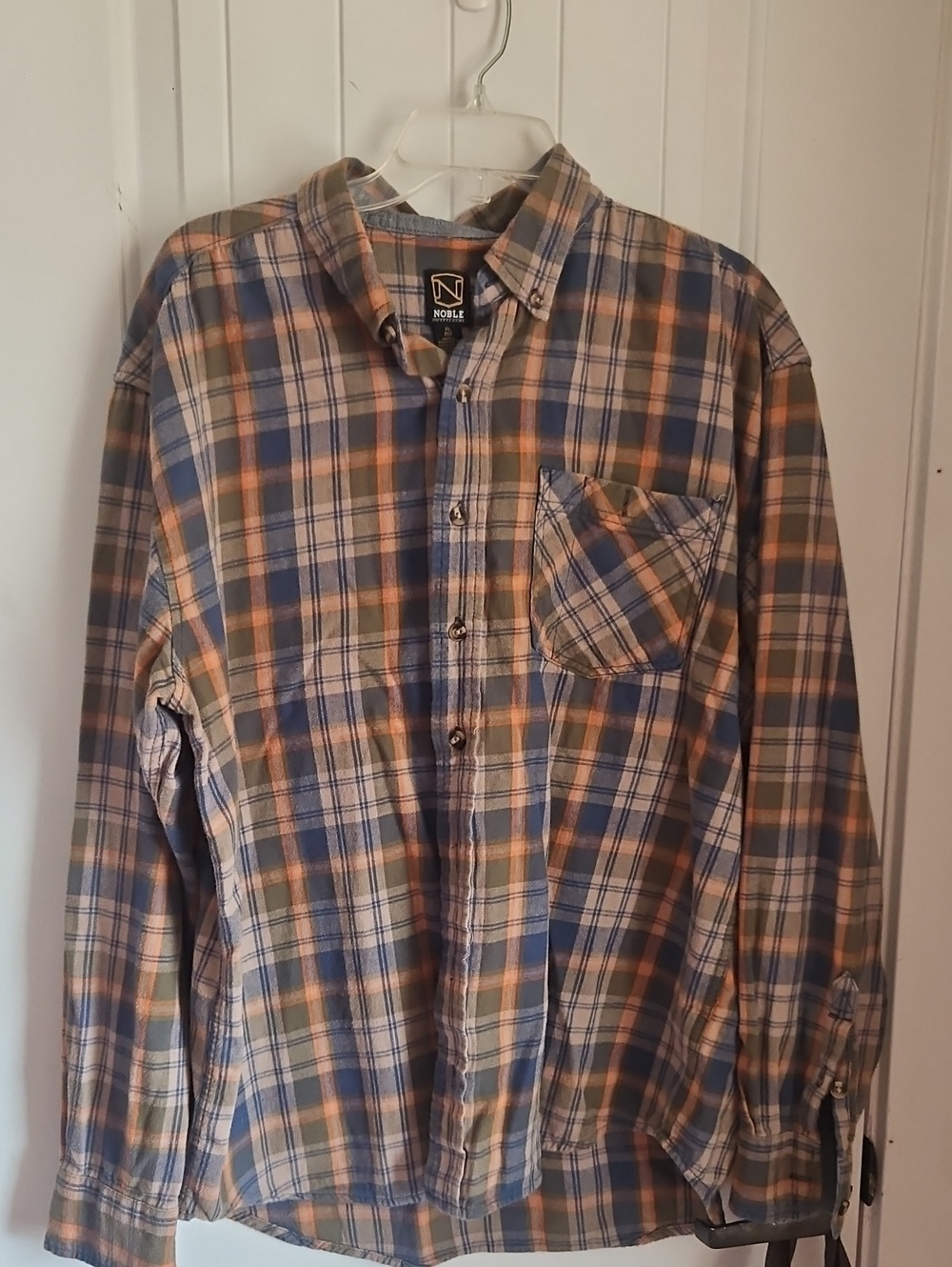 Noble Men's Blue & Tan Plaid Button-Down Shirt